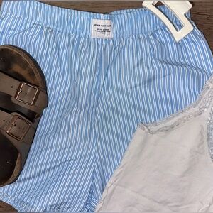 Light Blue + White Pinstriped Shorts 🌊